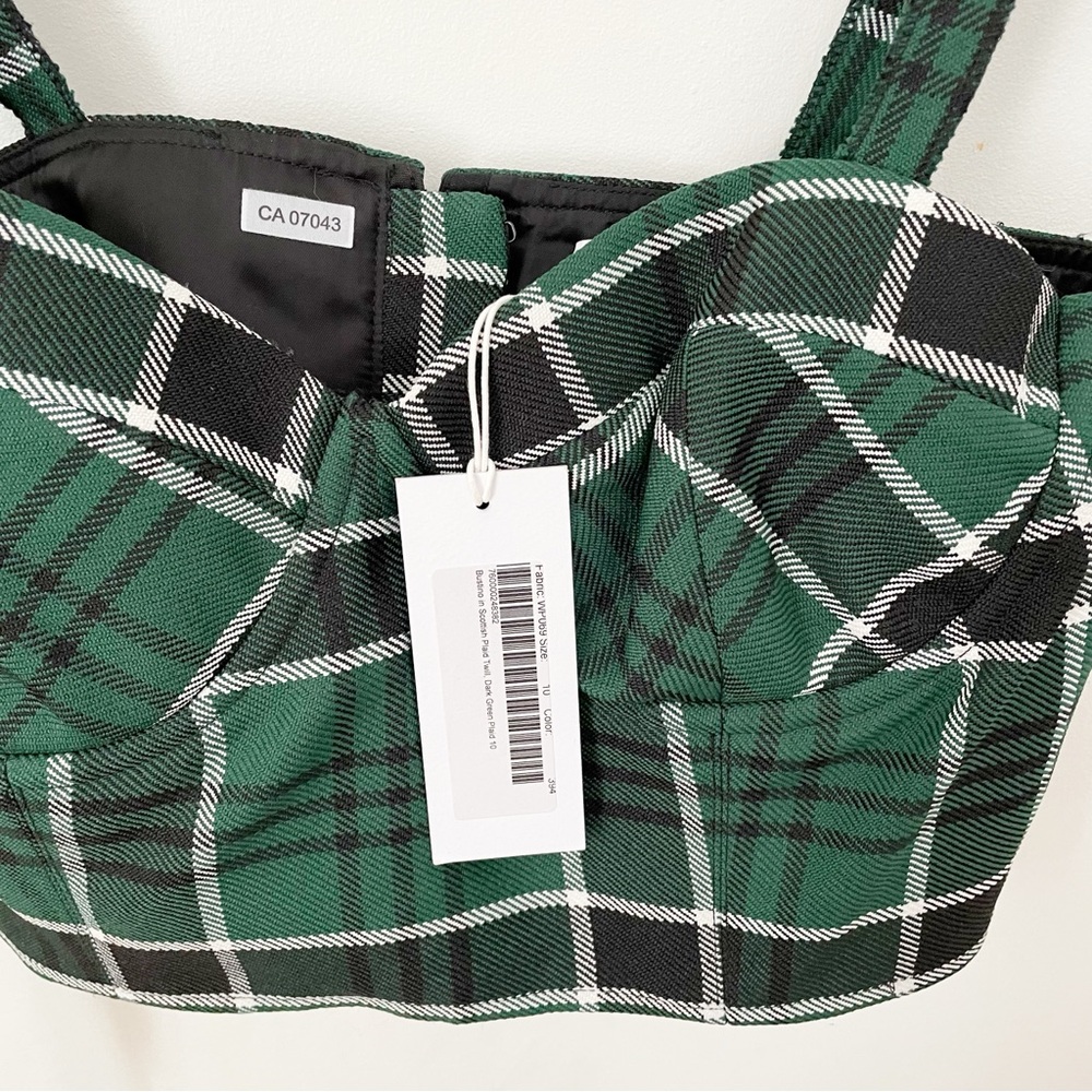 NWT Rosie Assoulin Dark Green
Scottish Plaid Twill Bustier size 10 - Picture 11 of 16